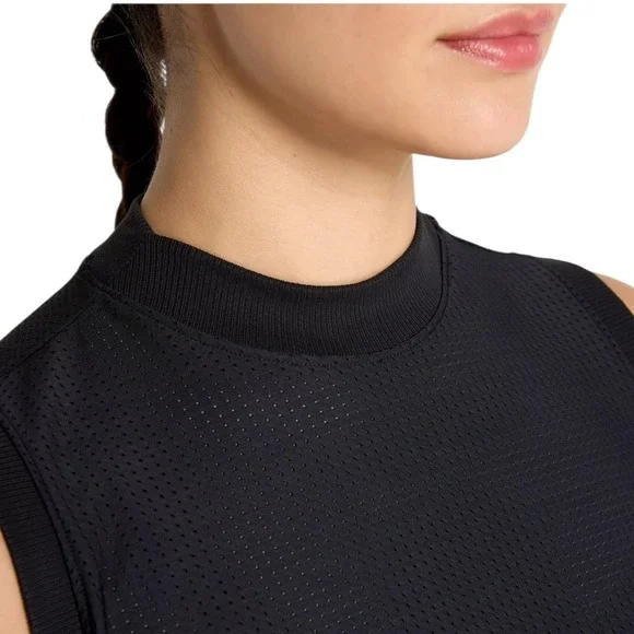 CALIA Womens Open Mesh Mock Neck Tank Top Black Workout Athletic Small Gym New - Picture 4 of 13